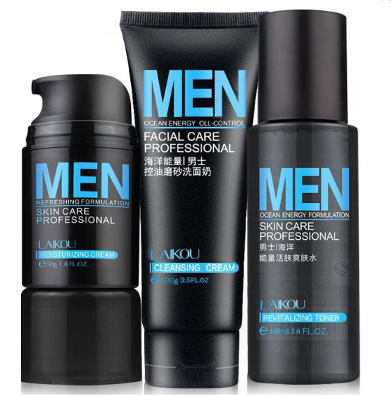 LAIKOU 3Pcs Face Skin Care Set Oil Control Deep Clean Repairing For Men
